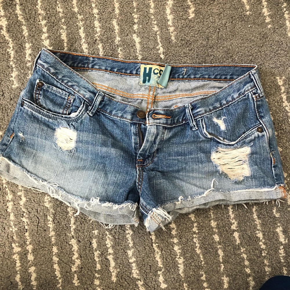 Hollister denim frayed shorts.